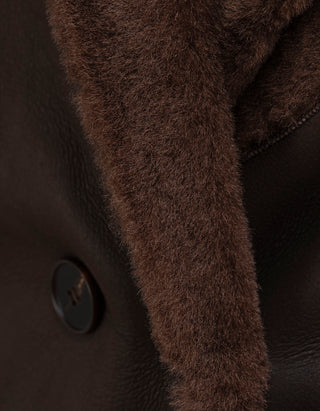 Doppelreihiger Shearling-Wende-Mantel Golier