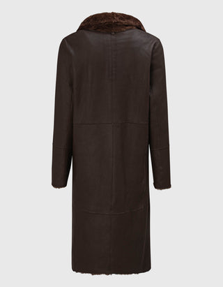 Doppelreihiger Shearling-Wende-Mantel Golier