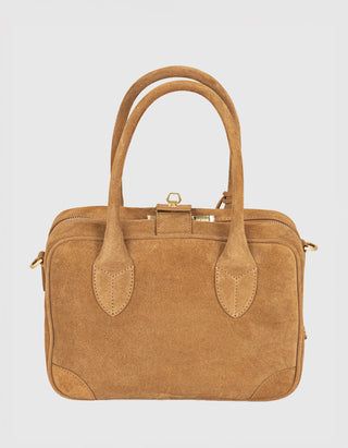 Veloursleder-Tasche Vita mit abnehmbarem Fransen-Schulterriemen