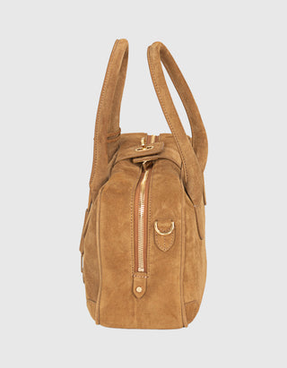 Veloursleder-Tasche Vita mit abnehmbarem Fransen-Schulterriemen