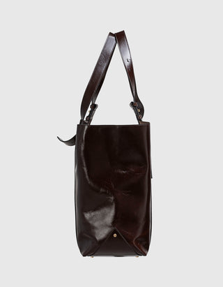 Glänzender Leder-Shopper mit herausnehmbarer Innentasche