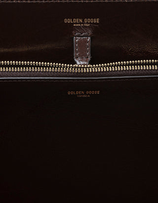 Glänzender Leder-Shopper mit herausnehmbarer Innentasche