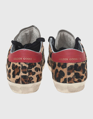 Veloursleder-Sneaker Superstar Leopard mit Ponyfell-Details