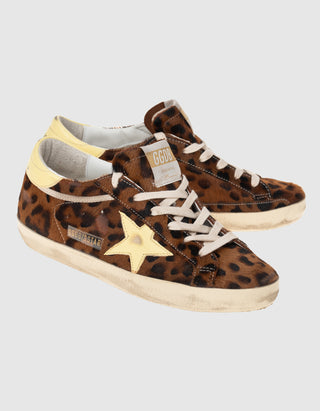 Leder-Sneaker Super-Star Horsy mit Fellbesatz