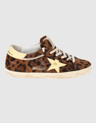 Leder-Sneaker Super-Star Horsy mit Fellbesatz