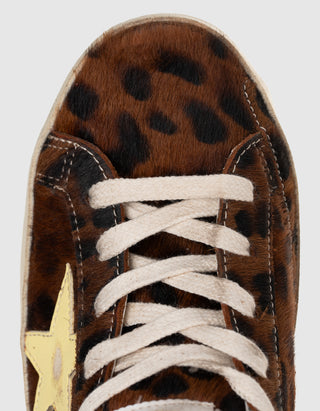 Leder-Sneaker Super-Star Horsy mit Fellbesatz