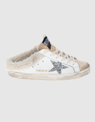 Leder-Shearling-Sneaker Superstar Sabot