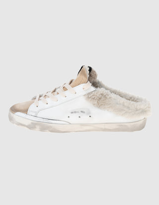 Leder-Shearling-Sneaker Superstar Sabot