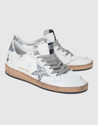 Leder-Sneaker Ballstar mit Glitter-Finish