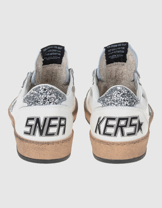 Leder-Sneaker Ballstar mit Glitter-Finish