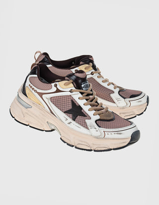 Leder-Sneaker Lightstar mit Netz-Details