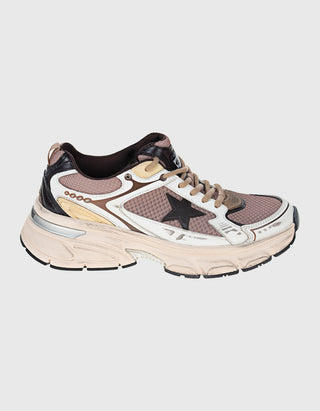Leder-Sneaker Lightstar mit Netz-Details