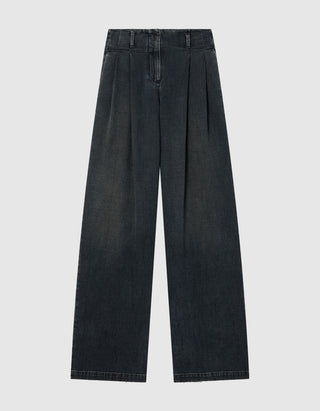 Wide Leg Jeans mit Bundfalten