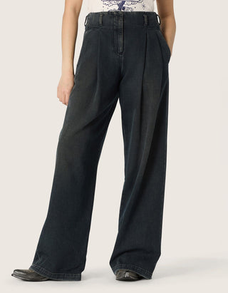 Wide Leg Jeans mit Bundfalten