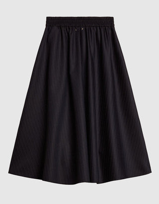 Ausgestellter Midi Woll-Rock Journey Circle mit Nadelstreifen