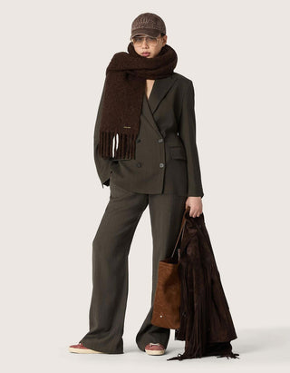 Velourslederjacke mit Fransen