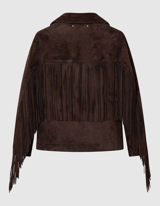 Velourslederjacke mit Fransen