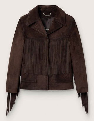 Velourslederjacke mit Fransen