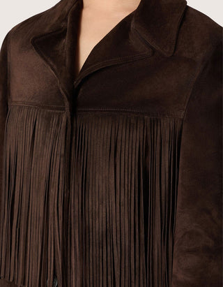 Velourslederjacke mit Fransen