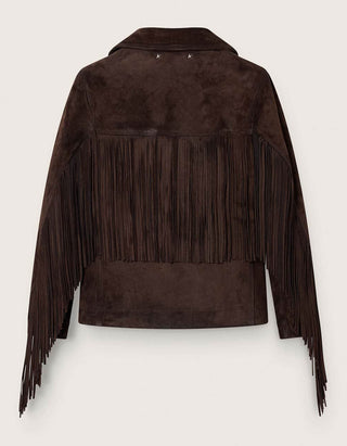 Velourslederjacke mit Fransen