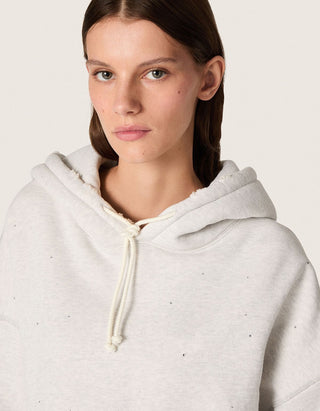 Cropped Oversize Hoodie mit Strass-Verzierung