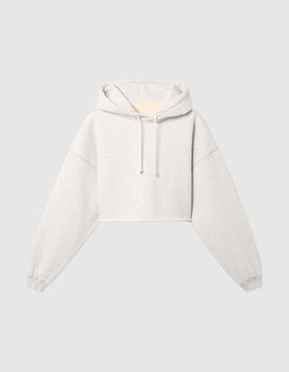 Cropped Oversize Hoodie mit Strass-Verzierung