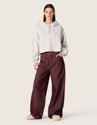 Cropped Oversize Hoodie mit Strass-Verzierung