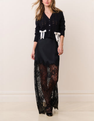 Midi-Satinrock Ilene mit Spitze