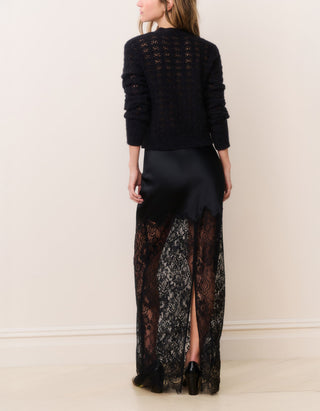 Midi-Satinrock Ilene mit Spitze