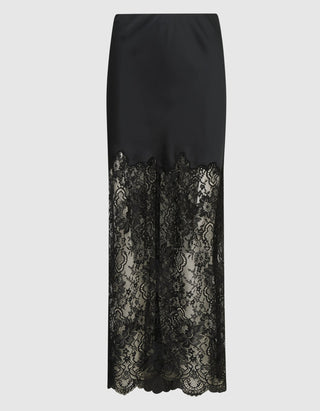Midi-Satinrock Ilene mit Spitze