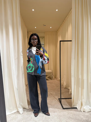 Oversize Kaschmir-Seiden-Mix Cardigan Mythical Creatures