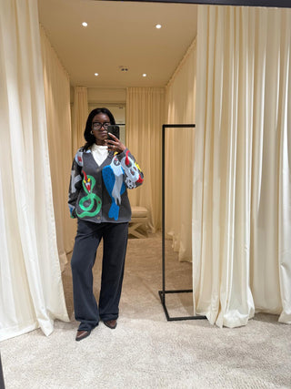 Oversize Kaschmir-Seiden-Mix Cardigan Mythical Creatures