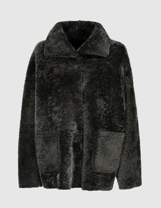 Wende-Leder-Shearling Jacke Isabella