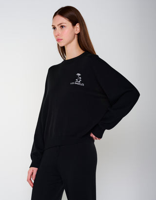 Bestickter Raglan-Pullover Rainbow Crew mit Kaschmir- und Seidenanteil