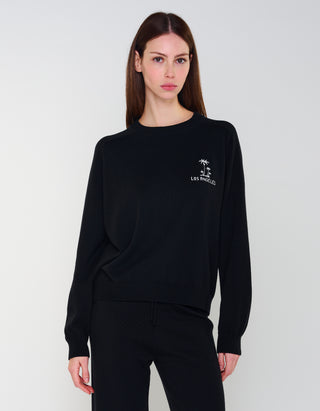 Bestickter Raglan-Pullover Rainbow Crew mit Kaschmir- und Seidenanteil