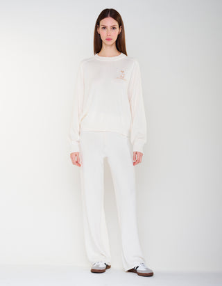 Bestickter Raglan-Pullover Rainbow Crew mit Kaschmir- und Seidenanteil