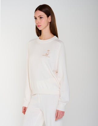 Bestickter Raglan-Pullover Rainbow Crew mit Kaschmir- und Seidenanteil