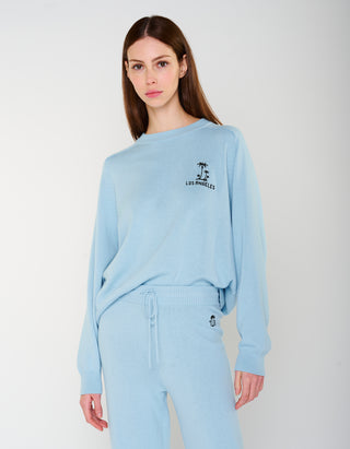 Bestickter Raglan-Pullover Rainbow Crew mit Kaschmir- und Seidenanteil