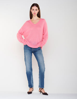 Oversize Kaschmir-Seiden-Pullover Amara mit V-Ausschnitt