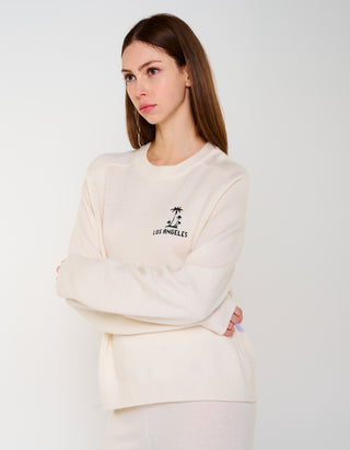 Merinowoll-Kaschmir-Pullover MC California Crew mit Stickerei