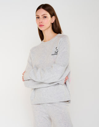 Merinowoll-Kaschmir-Pullover MC California Crew mit Stickerei