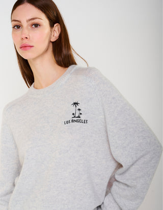 Merinowoll-Kaschmir-Pullover MC California Crew mit Stickerei