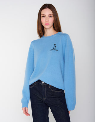 Merinowoll-Kaschmir-Pullover MC California Crew mit Stickerei