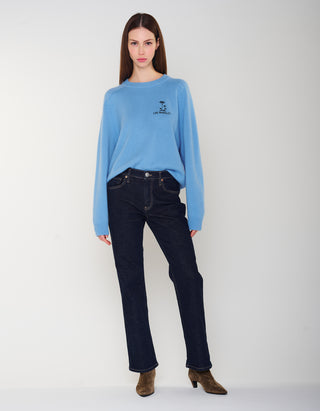 Merinowoll-Kaschmir-Pullover MC California Crew mit Stickerei