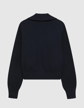 Zipper-Cardigan mit Labelstickerei