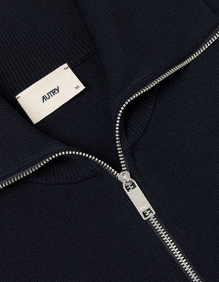 Zipper-Cardigan mit Labelstickerei