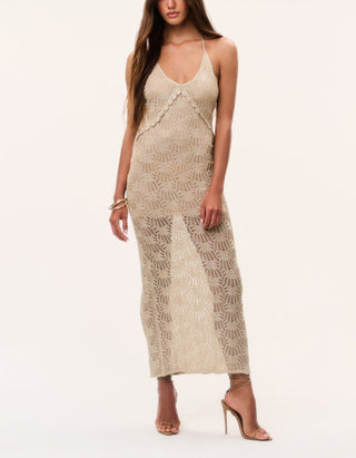 Neckholder-Häkel-Kleid Vreya mit Effektgarn
