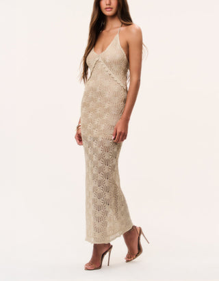 Neckholder-Häkel-Kleid Vreya mit Effektgarn