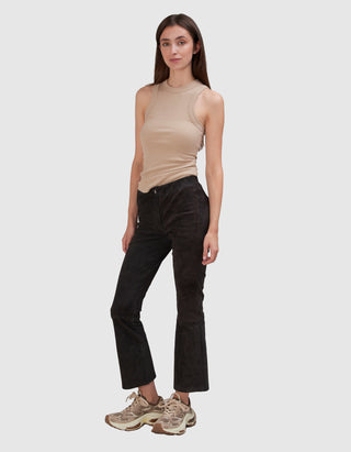 Veloursleder Kick-Flare Hose Lively Stretch