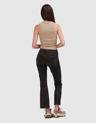 Veloursleder Kick-Flare Hose Lively Stretch